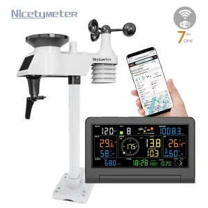 FT0355-019T 7-in-1 Wi-Fi Weather Station Wireless Indoor Outdoor Weather Monitor with Temperature, Humidity, Wind Speed & More