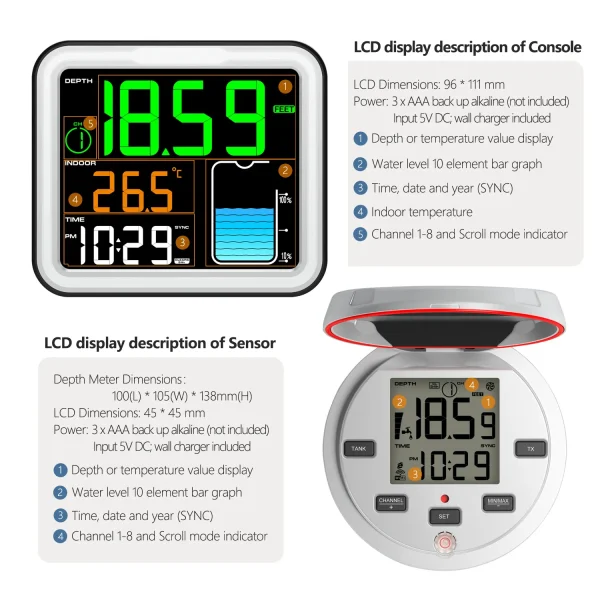 FT0024 Solar Powered Ultrasonic Tank Level Gauge for Liquid Level Monitoring