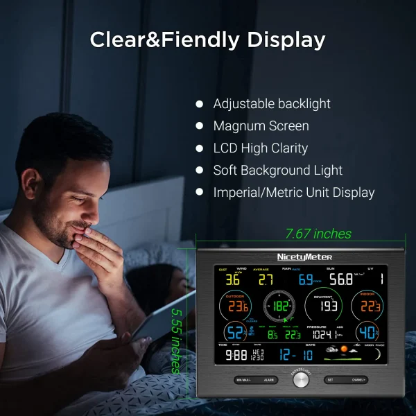 FT-0370L 4921ft Long Range WiFi Weather Station with Solar Outdoor Sensor