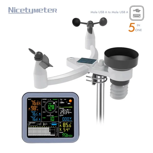 Weather Station FT0345-7 FT0345 Professional Weather Station with PC Connectivity | Indoor & Outdoor Monitoring, Wind, Rain, Forecast & Data Logging