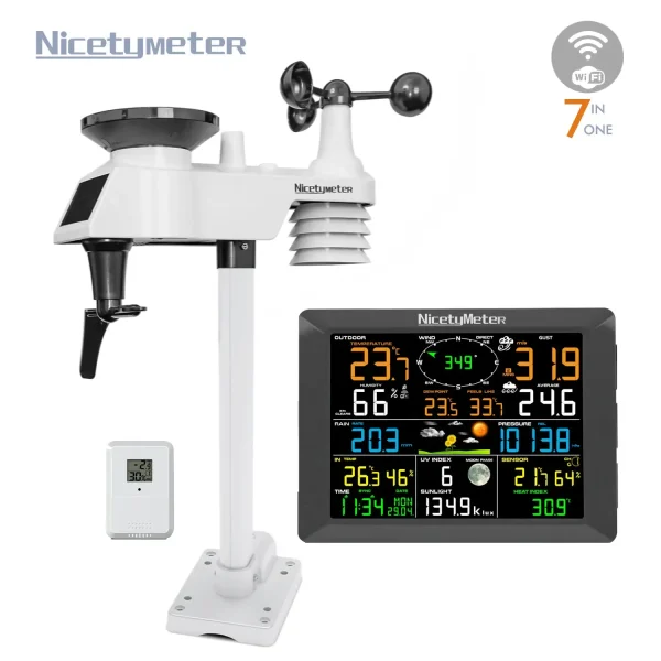 FT0320-019T WiFi Professional Weather Station | Indoor/Outdoor Temperature, Humidity, Wind, Rain, UV & Barometric Pressure Monitor with Dual Sensors