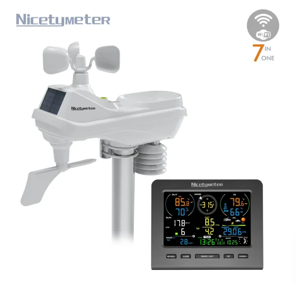 FT0365 Wifi Weather Station - Solar-Powered Wireless Weather Monitor with Indoor/Outdoor Temperature, Humidity, Wind, Rain, Barometric Pressure & Weather Forecast