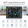 FT0310-019T WiFi Weather Station - 8.3inch Large Color LCD Display Wireless Solar-Assisted Monitor with Indoor/Outdoor Sensors, Real-Time Upload to Wunderground & Weathercloud