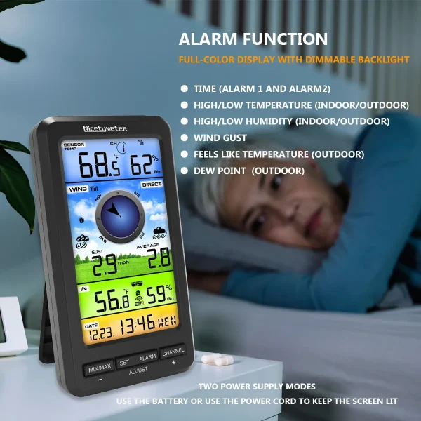 FT0214W WiFi Weather Station Wind Gauge with 2.4G WiFi, Real-time Data Upload to Wunderground & Weathercloud