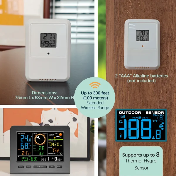 NicetyMeter-WiFi-Wind-&-Weather-Station-0366A-Thermo-Hygro FT0366A WiFi Weather Station - Solar Auxiliary Rain & Wind Gauge | Indoor Outdoor Temperature Humidity Barometer with Wunderground Upload