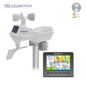 FT036A Wifi Weather Station - Color LCD Solar-Powered Wireless Weather Monitor with 4-Level Backlight | Indoor/Outdoor Temp, Humidity, Wind, Rain & Pressure | Real-Time Upload to Wunderground & Weathercloud