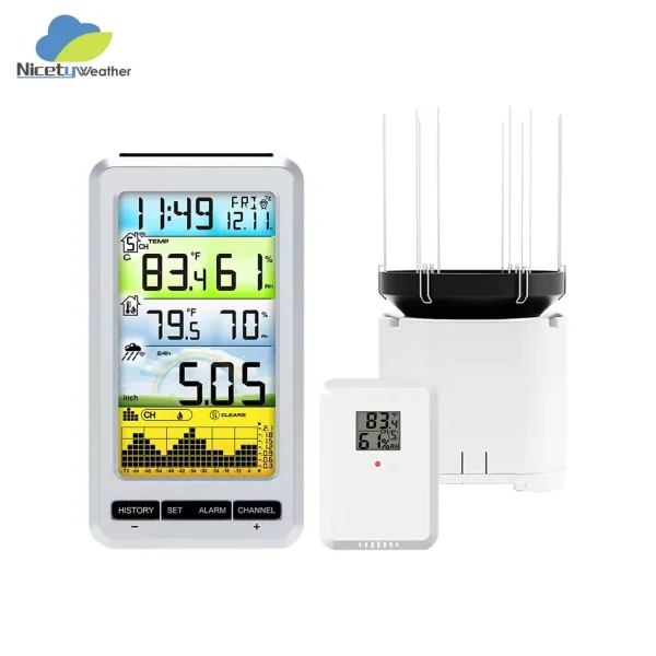 Wireless Rain Gauge Weather Station with Thermometer, Hygrometer, Barometer & Alarm-1 FT0207 Wireless Weather Station Rain Gauge — Independent Station Optimized Copy