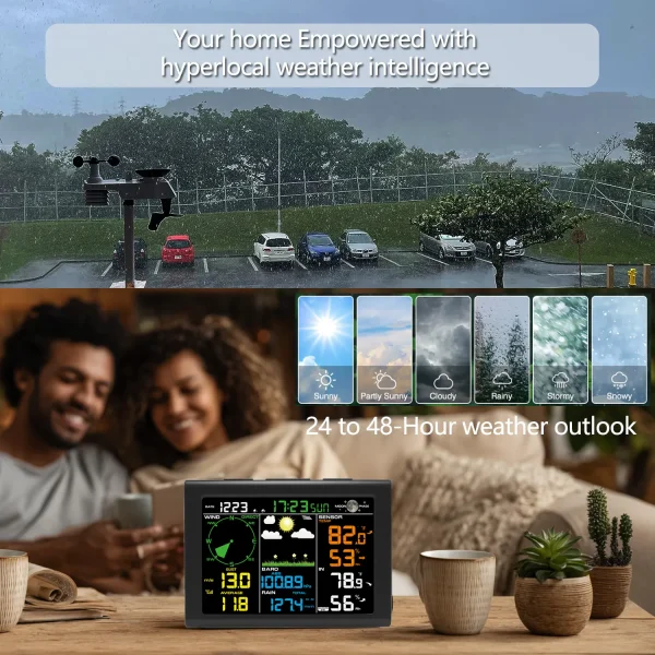 ft-0860-weather-station-5 FT0860 Professional Wireless Weather Station, 5-in-1 Indoor Outdoor Monitor with Wind Direction/Speed, Rainfall, Barometric Pressure, Humidity & Temperature, Solar Assisted Power, No Wi-Fi Needed