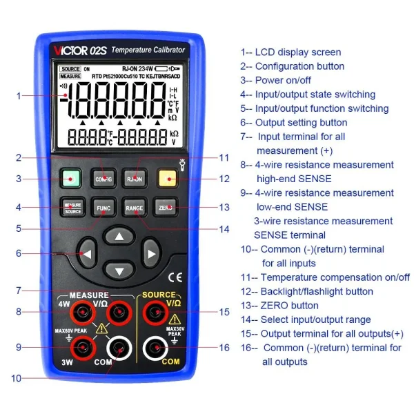NEW Temperature Calibrator Thermocouple and RTD Signal Output and Measurement Victor 02S