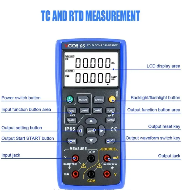 NEW Voltage mA Calibrator Measurement and Source Functions 0.05% Accuracy 24V Loop Power Handheld Calibrator 06