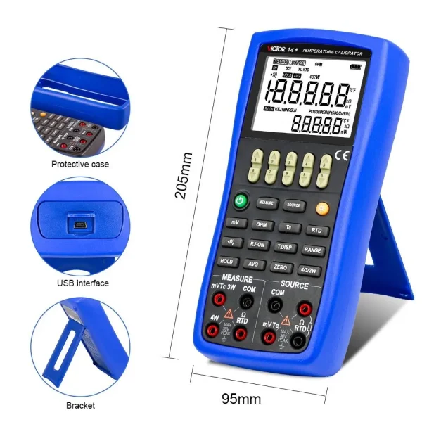 High-Precision Temperature Calibrator – Measure & Source 10 TC Types, RTD, DCV, Ohm with 0.02% Accuracy 14+