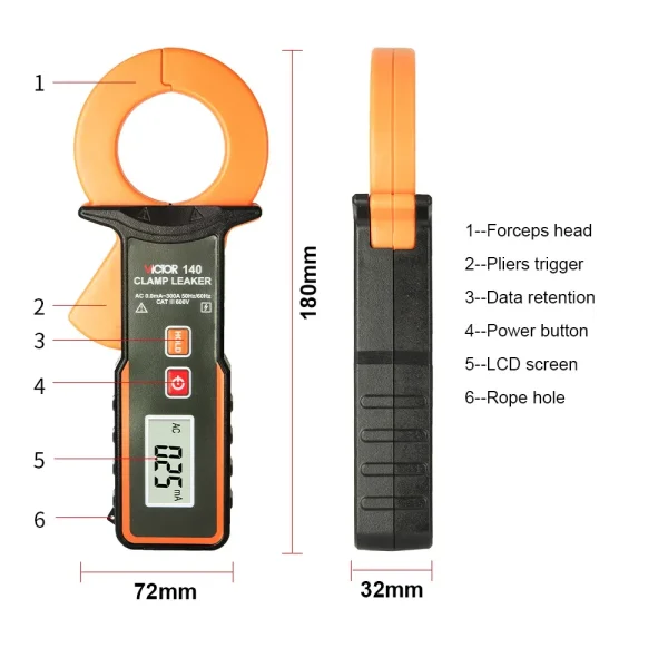 Victor Clamp Leaker – High-Precision AC Leakage Current Clamp Meter Range UP to 300A 140