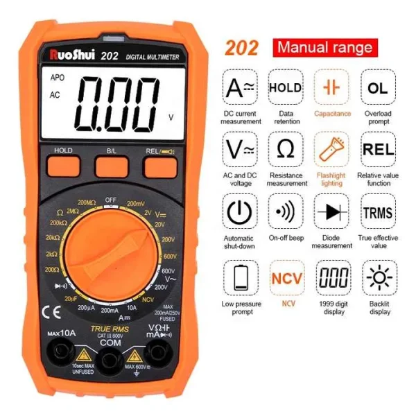 Victor Pocket Digital Multimeter – TRMS, NCV, Temperature & Capacitance, True All-in-One Troubleshooter 201 202 203 205A