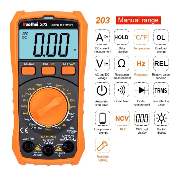 Victor Pocket Digital Multimeter – TRMS, NCV, Temperature & Capacitance, True All-in-One Troubleshooter 201 202 203 205A
