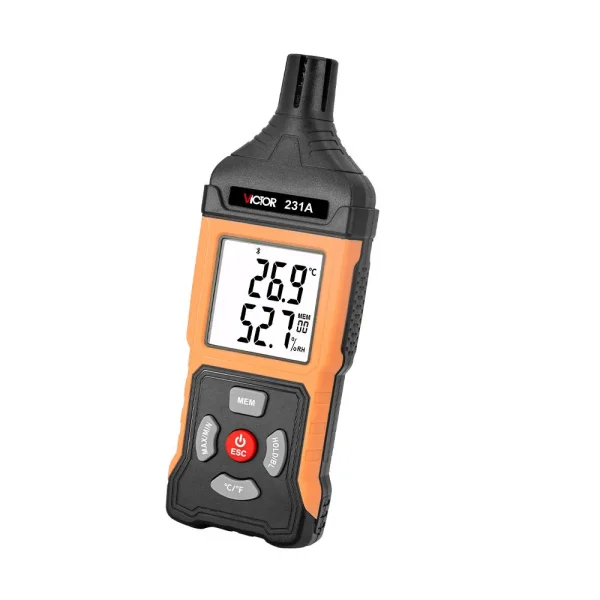 231 2_W Victor Handheld Thermo-Hygrometer – Large Screen, Alarm Settings, MAX/MIN & Data Hold for HVAC & Environmental Monitoring 231 231A