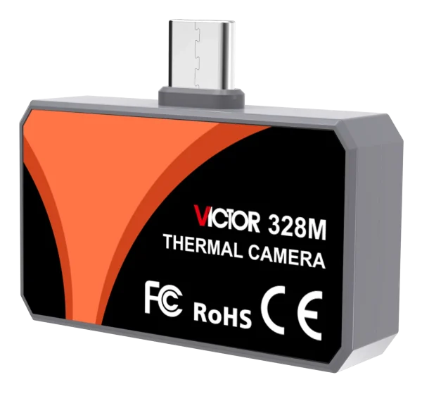 328M 1_W Mobile Telephone Infrared Thermal Imager: 96×96 VOx Micro-Radiometer, -20°C ~ 550°C Range, Manual Focus, 25Hz High Frame Rate, Six Pseudo-Color Modes, Plug-and-Play for Android 8.0+ 328M