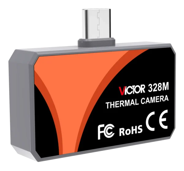 328M 4_W Mobile Telephone Infrared Thermal Imager: 96×96 VOx Micro-Radiometer, -20°C ~ 550°C Range, Manual Focus, 25Hz High Frame Rate, Six Pseudo-Color Modes, Plug-and-Play for Android 8.0+ 328M