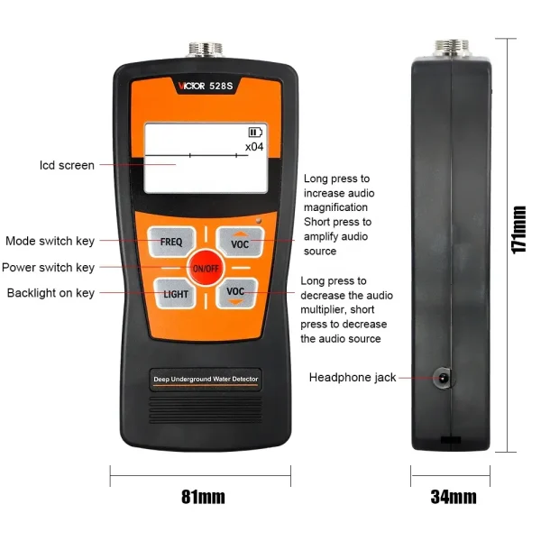 528S 4_W VICTOR Deep Underground Water Leakage Detector – Multi-Frequency, High-Sensitivity Acoustic Locator 528S