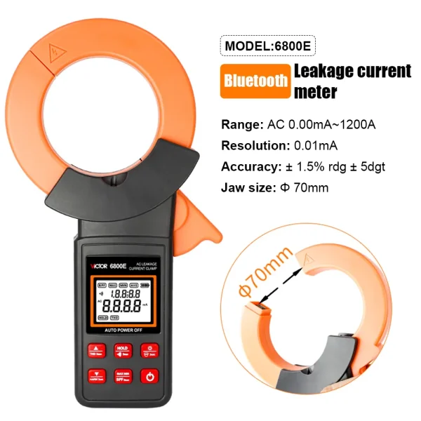Victor Bluetooth AC Leakage Current Tester – 0.01mA Resolution, Harmonic Analysis, 300A–2000A Range 140E / 6800E / 7100E