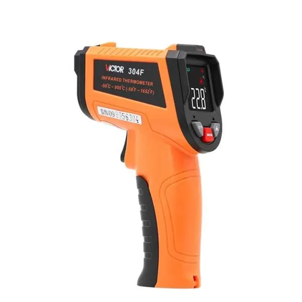Victor Non-Contact Infrared Thermometer – -50°C to 900°C, Adjustable Emissivity, HD Color Screen & Laser Aiming 304D 304E 304F