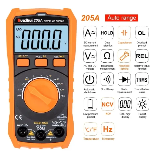 Victor Pocket Digital Multimeter – TRMS, NCV, Temperature & Capacitance, True All-in-One Troubleshooter 201 202 203 205A