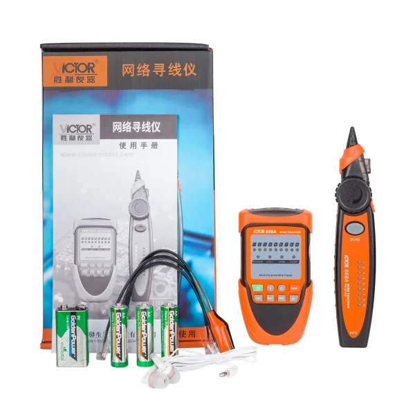 668A 05_W Victor Network Cable Tracker – Multi-Function Cable Tester with 3000m Tracking Distance, RJ45/RJ11 Support, and Audible/Visual Indicators 668A